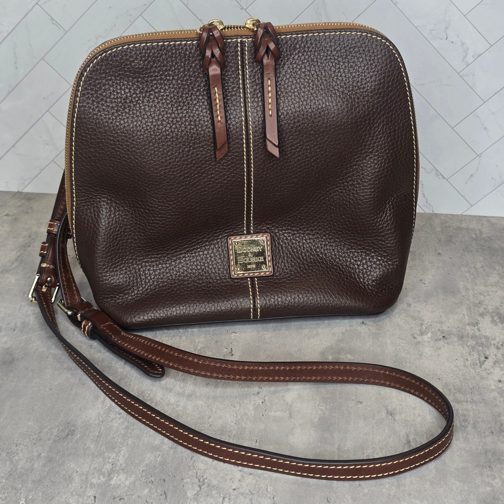 Dooney & Bourke Domed Trixie Crossbody Bag Brown Pebbled Leather